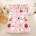 thumbnail image 5 of Homewish Cute Cartoon Halloween Ghost Bed Sheets,Pumpkin Bat Banner Print Full Size Sheets,Blush Pink,4-Piece,1 Flat Sheet,1 Fitted Sheet and 2 Pillowcases, 5 of 6