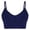 Dark Blue, variant on Women's Ribbed Scoop Neck Bralette with Open Back Detail - Thin Straps Wireless Crop Top with Removable Cups for Everyday Wear