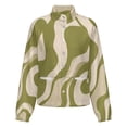 thumbnail image 5 of Jackets for Women Winter Coat Jackets Flannel Stand Collar Jacket(Abstract Olive Green Wavy Pattern,Size:S-4XL), 5 of 7