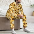 thumbnail image 7 of Lsque Brown Leaf Pattern Sunflower Pattern Long Sleeve Pajama Set for Men - Soft 2-Piece Sleepwear and Loungewear Set with Pockets, Comfy Nightwear-XX-Large, 7 of 7
