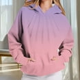 thumbnail image 5 of Fmbrln Womens Trendy Gradient Print Hooded Sweatshirts Casual Long Sleeve Front Pleated Hoodies Loose Comfy Pullover Tops with Pockets Fall Winter Trendy Clothes Pink L, 5 of 5
