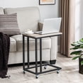 thumbnail image 2 of C-Shaped End Table with Metal Frame, Rolling Casters, Industrial Side Table for Living Room & Bedroom, 19.7 x 13.8 x 23.6 Inches, Greige & Black, 2 of 6