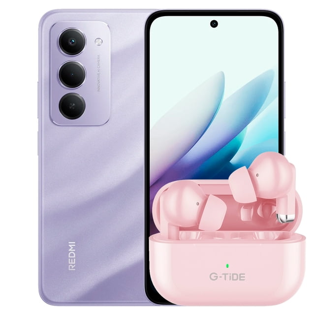 Smartphone Xiaomi Redmi 15 Dual SIM 128GB 6+6GB RAM Morado + Audífonos G-Tide L22 rosa