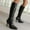 Black, variant on Jsaierl Knee High Boots for Women Sexy Stiletto High Heel Gogo Boots,Leather Pointed Toe Chunky Knee High Platform Dress Boots, Fashion Long Chunky Tall Gogo Boots for Fall