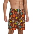thumbnail image 2 of Logiee Retro Coffee Print Men's Pajama Shorts with Drawstring & Pockets,Sleep Shorts for Men,Sleepwear Bottoms,Elastic Waistband Loungewear-XX-Large, 2 of 6
