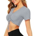 thumbnail image 2 of Lovzfmll Women Sports Impact Support Yoga Crop Tops Gym Workout Shirts Blouse Gray L, 2 of 6