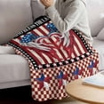thumbnail image 3 of Independence Day Blanket Soft Cozy Warm Throw Blanket for Couch, Plush Fuzzy Flannel Fleece Blankets for Sofa, Red Blue U.S Flag Wings Stripes Plaid Bed Blankets Lightweight Gifts for Women, 32"x48", 3 of 9