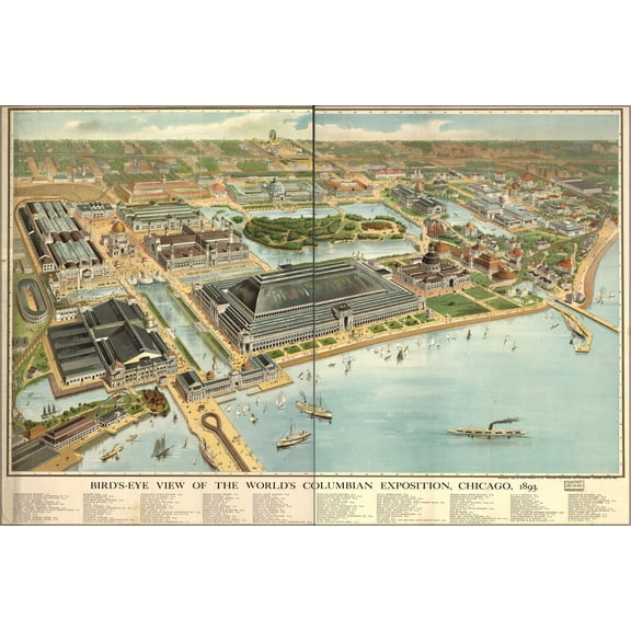 24"x36" Gallery Poster, map Worlds Columbian Exposition fair Chicago 1893