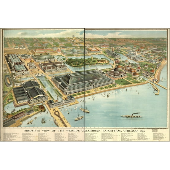24"x36" Gallery Poster, map Worlds Columbian Exposition fair Chicago 1893