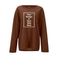 thumbnail image 5 of UJNDER Women's Crewneck Sweatshirt Solid Color DIY Pullover Long Sleeve Casual Loose Brown M, 5 of 8