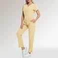thumbnail image 2 of Ensemble de Blouses Médicales pour Femmes, Ensemble de Costume de Protection à Manches Courtes et Couleur Unie Confortable et Décontracté pour Femmes Beige, 2 of 5