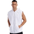 thumbnail image 2 of Raenseen Mens Fashion Sleeveless Athletic Hoodies Sport Sweatshirt Solid Color Pullover Gym Tank Top White 3XL, 2 of 8