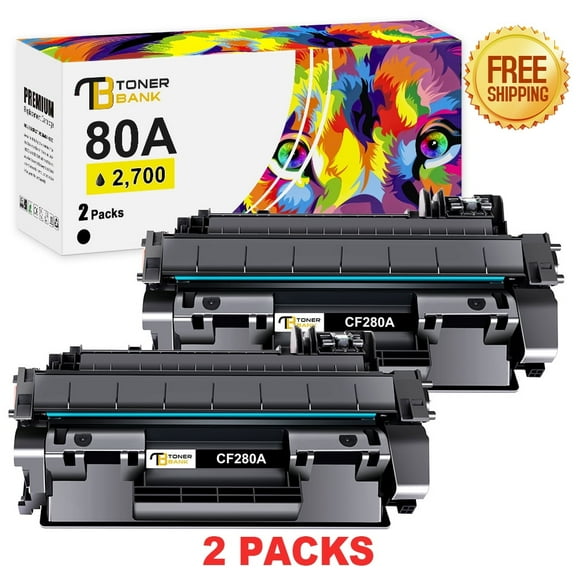 Toner Bank Compatible 80A Laserjet Toner Cartridge Black CF280A for HP 80A 80X CF280A CF280X LaserJet Pro 400 M401a M401d M401n M401dn M401dne M401dw MFP M425dn M425dw Printer Ink (Black 2-Pack)
