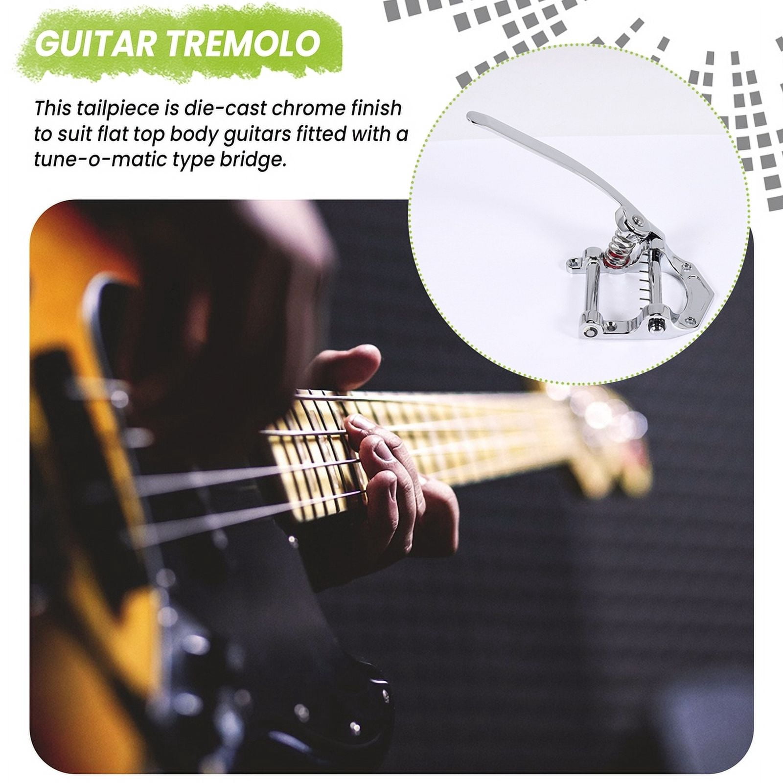 Guitar Vibrato Tailpiece Tremolo Flat Top Body Tremolo Unit Vibrato Bridge for , , LP, ETC Electric Guitars(Silver)