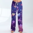 thumbnail image 5 of Hearthz Valentines Pajamas Pants for Women Love Heart Graphic Pajama Pants Womens Drawstring Wide Leg Holidays Sleep Pants for Women, 5 of 7