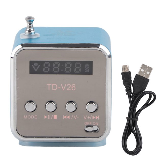 Mini altavoz reproductor de música Radio FM portátil PC soporte de moda tarjeta TF y disco U azul