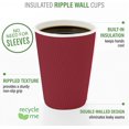 TRAHOO12 Ounce Paper Coffee Cups 25 Ripple Wall Disposable Paper Cups