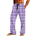 thumbnail image 3 of Txeol Men's Drawstring Plaid Pajama Pants Comfy Elastic Waist Lounge Bottoms with Pockets Casual Straight Leg Pants,Purple,XL, 3 of 10