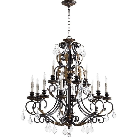 Traditional Twelve Light Chandelier in Toasted Sienna Mystic Silver Finish Bailey Street Home 183-Bel-2535065