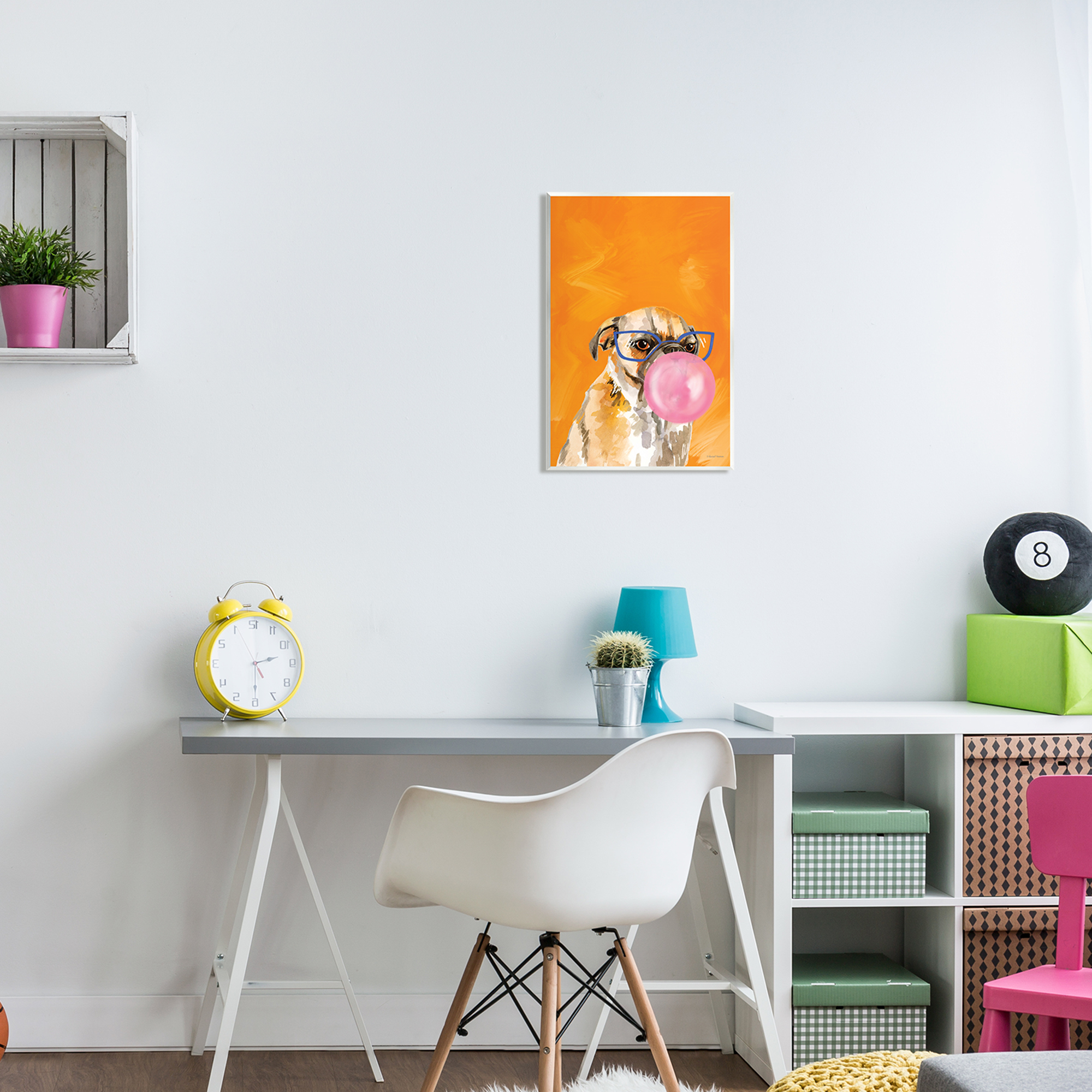 Stupell Industries Orange Dog with Bubblegum Animals & Insects Painting Unframed Art Print Wall Art, 13 x 19