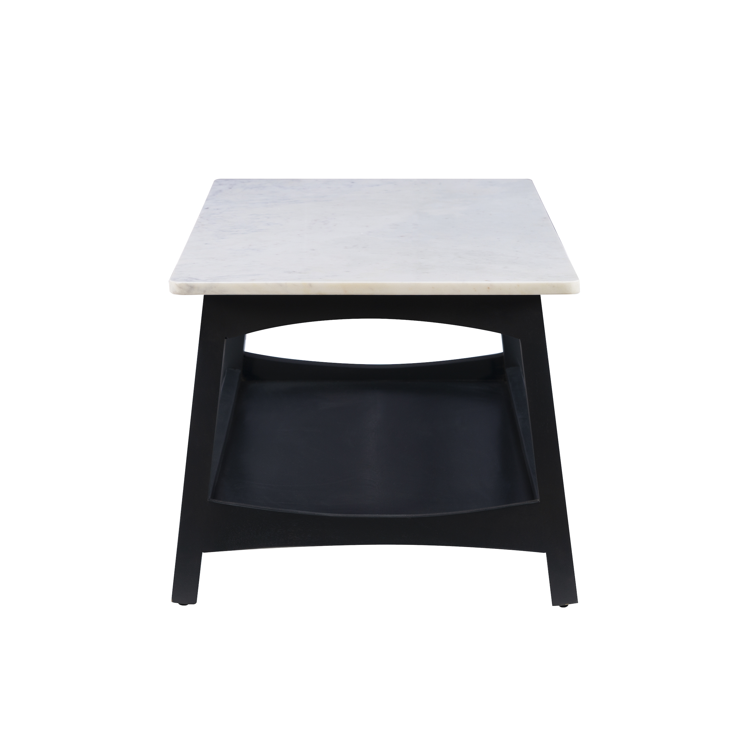 Powell Andover Indoor Modern Coffee Table with Shelf, Gray Wash/White Faux Marble