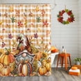 thumbnail image 2 of Shower Curtains for Bathroom-72"x72",Autumn Fallen Leaf Gnome Waterproof Bath Curtain Grommet Shower Curtain Set with Hooks, 2 of 6