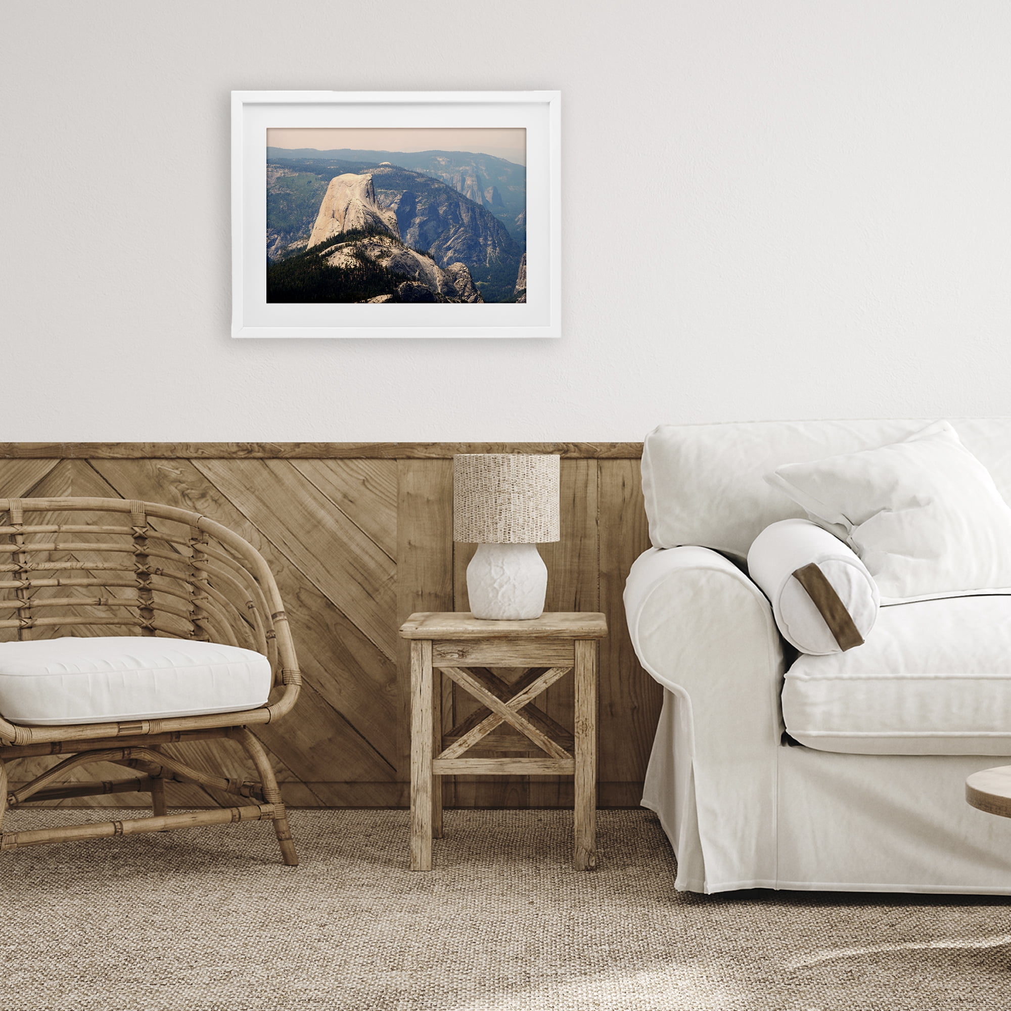 Stupell Industries Granite Monolith Above Forest White Framed Print Under Glass, design by Gemma Bardot