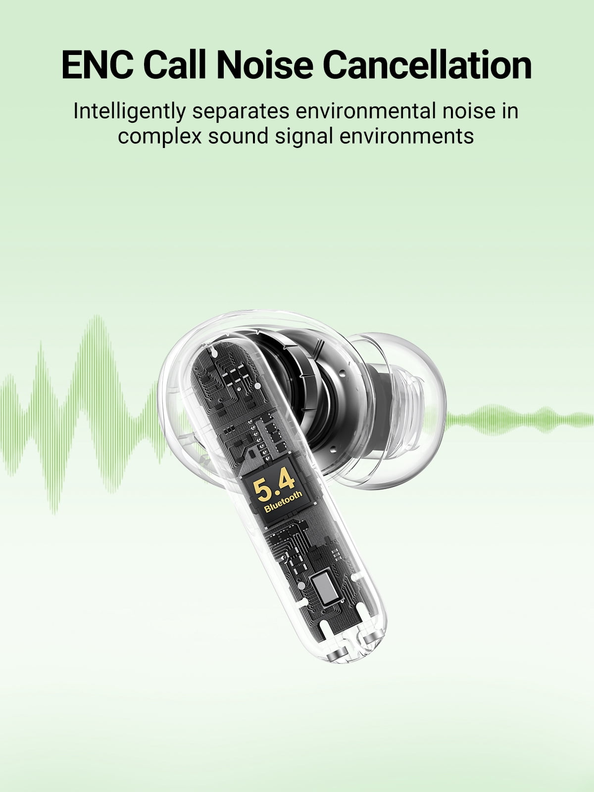 UGREEN True Wireless Earbuds Bluetooth 5.4, 28H Long Battery Life, Fast Charging, 12mm Deep Bass Driver, ENC Noise Cancelling Mic, IPX5 Waterproof, Ultra Light Comfortable Fit, Low Latency Gaming