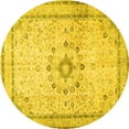 thumbnail image 1 of Ahgly Company Machine Washable Indoor Round Medallion Yellow Traditional Area Rugs, 6' Round, 1 of 4