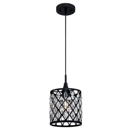 

1 Light Mini Pendant with Crystals Matte Black