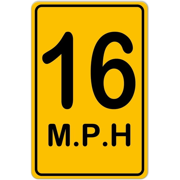 16 MPH Road Outdoor Road Crossing Metal Sign - for School Building Community Intersection Speed Limit Section 8 X 12 Inch