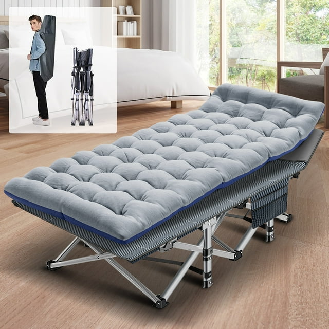 Slsy Folding Camping Cot, 28" Wide Folding Cot Heavy Duty Portable Sleeping Cot for Adults with 2-Sided Mattress & Carry Bags