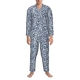 thumbnail image 3 of Fotbe Paisley4 Pijama de Hombre con Estampado de Manga Larga, Conjunto de 2 Piezas, Ropa de Dormir Suave y Cómoda con Bolsillos-Small, 3 of 7