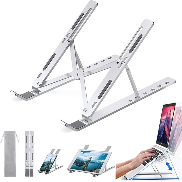 Soporte para computadora portátil, Soporte Laptop de Aluminio Base Plegable y Ajustable de 7 Niveles de Altura, Soporte Ergonómico de Tableta o Libros para Computadora Portátil Dentro de 18 "