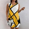 thumbnail image 6 of qolati Plus Size Dresses for Women 2025 Summer Casual Loose V Neck Mini Sundress Fashion Geometric Printed Beach Cover Ups Tank Dress, 6 of 9