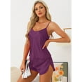thumbnail image 2 of DARING DIVA Women's Satin Cami Short Sleepwear Silky Pajamas Sets Deep Purple S, 2 of 6