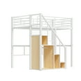 thumbnail image 5 of Euroco Full Size Loft Bed with Shelf and Hanger for Kids Teens Bedroom, White, 5 of 9