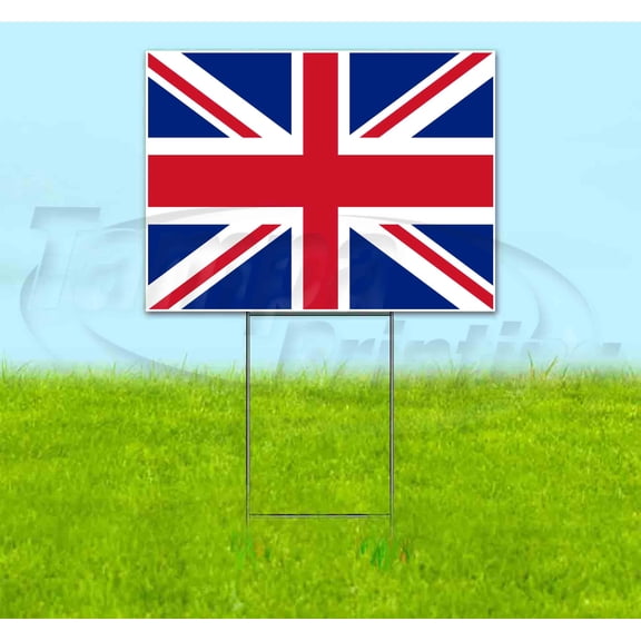 United Kingdom Flag (18" x 24") Yard Sign, Includes Metal Step Stake