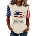 thumbnail image 2 of Youpwaven Women's 250th Anniversary USA Graphic T-Shirt, 2026 "We The People" Mismatched Sleeve Tee, Patriotic Ripped Flag Celebration Shirt, Independence Day Apparel, 2 of 6