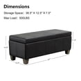 thumbnail image 4 of Foredo Rectangle Ottoman with Storage, Modern Faux Leather Bench with Solid Wood Legs, Ottoman for Living Room, Bedroom and Entryway, Black, 4 of 7