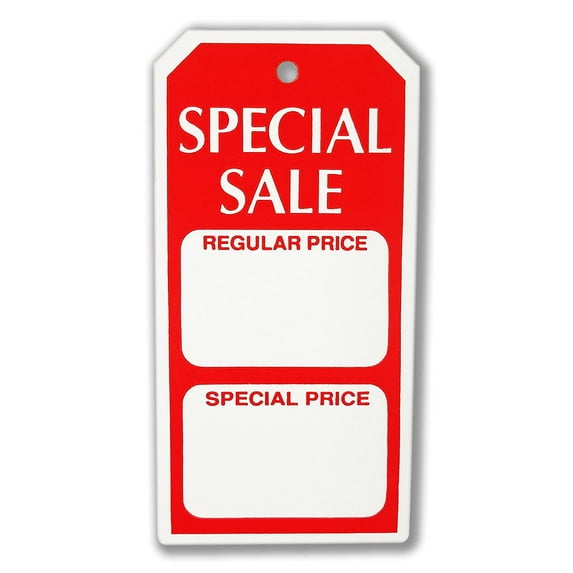 Special Sale, Regular Special Price Red White Unstrung Coupon Tags - 2.4" W x 4.8" H - 1000 Pack