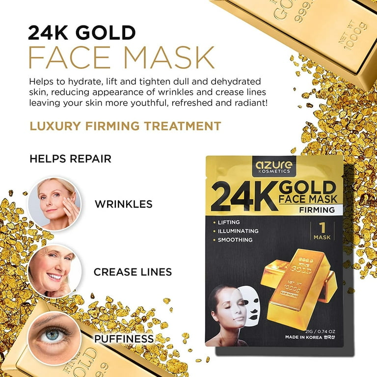 AZURE 24K Gold Firming Face Mask- Anti Aging, Hydrating, Toning