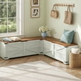 thumbnail image 2 of Uforic L-Shaped Wood Farmhouse Storage Chest,Nook Corner Bench with Storage - White & Brown, 2 of 10