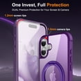 thumbnail image 4 of Case for iPhone 16, 360 Degree Rotating Ring Bracket, Support Magnetic Car Mount, Drop Protective Back Case, Anti-Scratch Translucent Ultra Slim Phone Cover for iPhone 16, Purple, 4 of 7