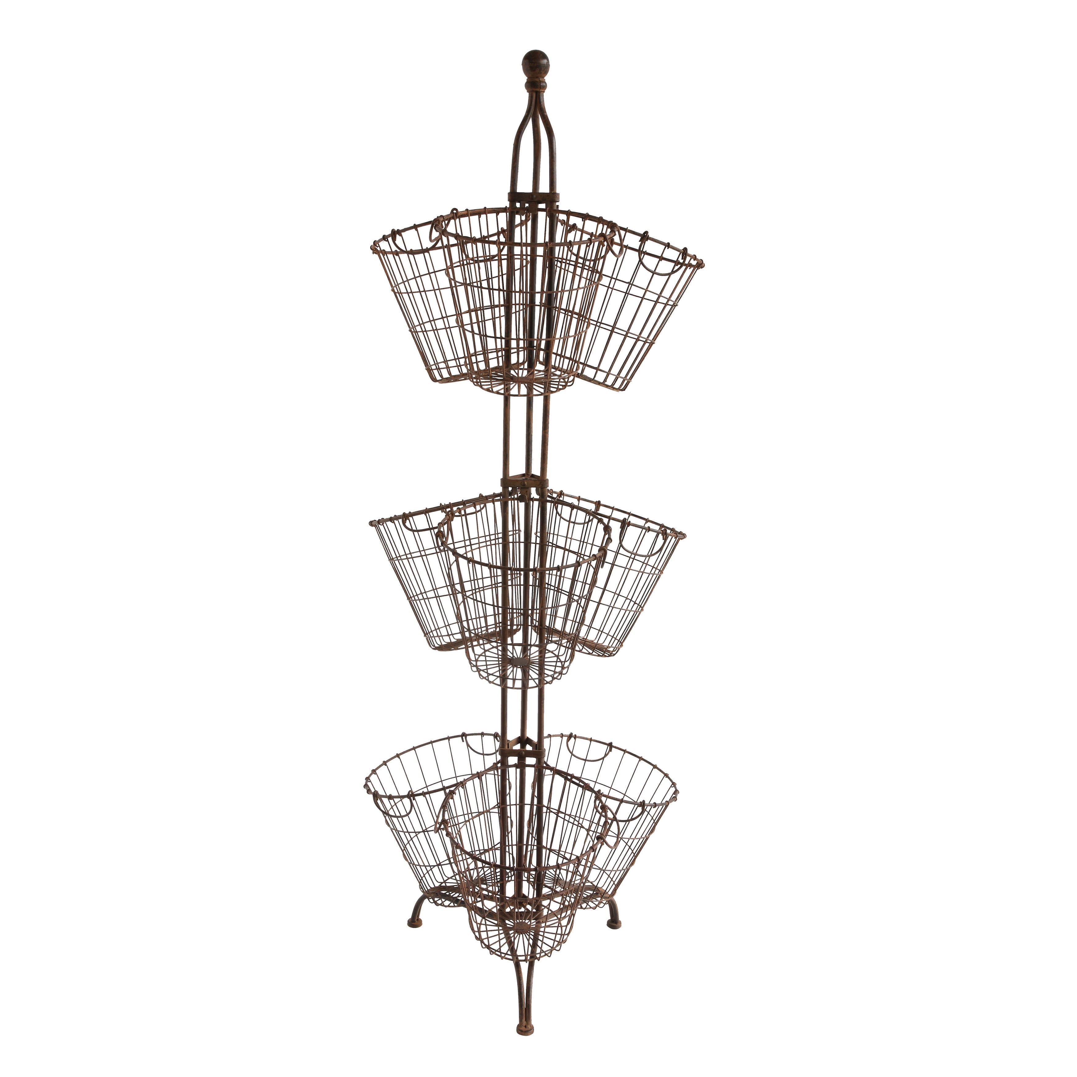 Creative Co-Op Tall Metal Stand with 9 Wire Baskets - Walmart.com