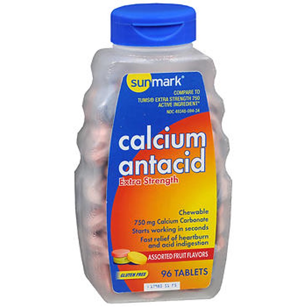 Sunmark Extra Strength Calcium Antacid Chewable Tablets, 750 mg, 96