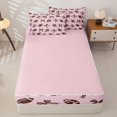 thumbnail image 4 of Homewish Pink Princess Bow Zipper Twin Comforter Sets with Fitted Sheet and 2 Pillowcases for Kids, Baseball Sports Zipper Bedding Set, Pink Reversible, 4-Piece, 4 of 6