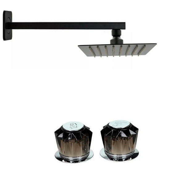 Regadera Cuadrada Rubinett 15cm Con brazo Acero inóxidable 304 Negro Mate De Lujo