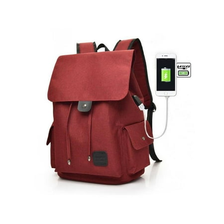 Meigar 15.6inch Unisex USB Charging Canvas Laptop Backpack Anti Theft Handbag School Travel