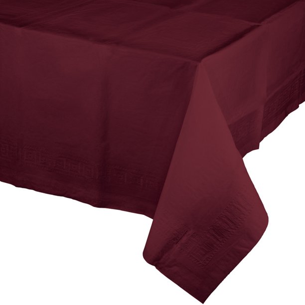 Burgundy Red Paper Tablecloths, 3 Count